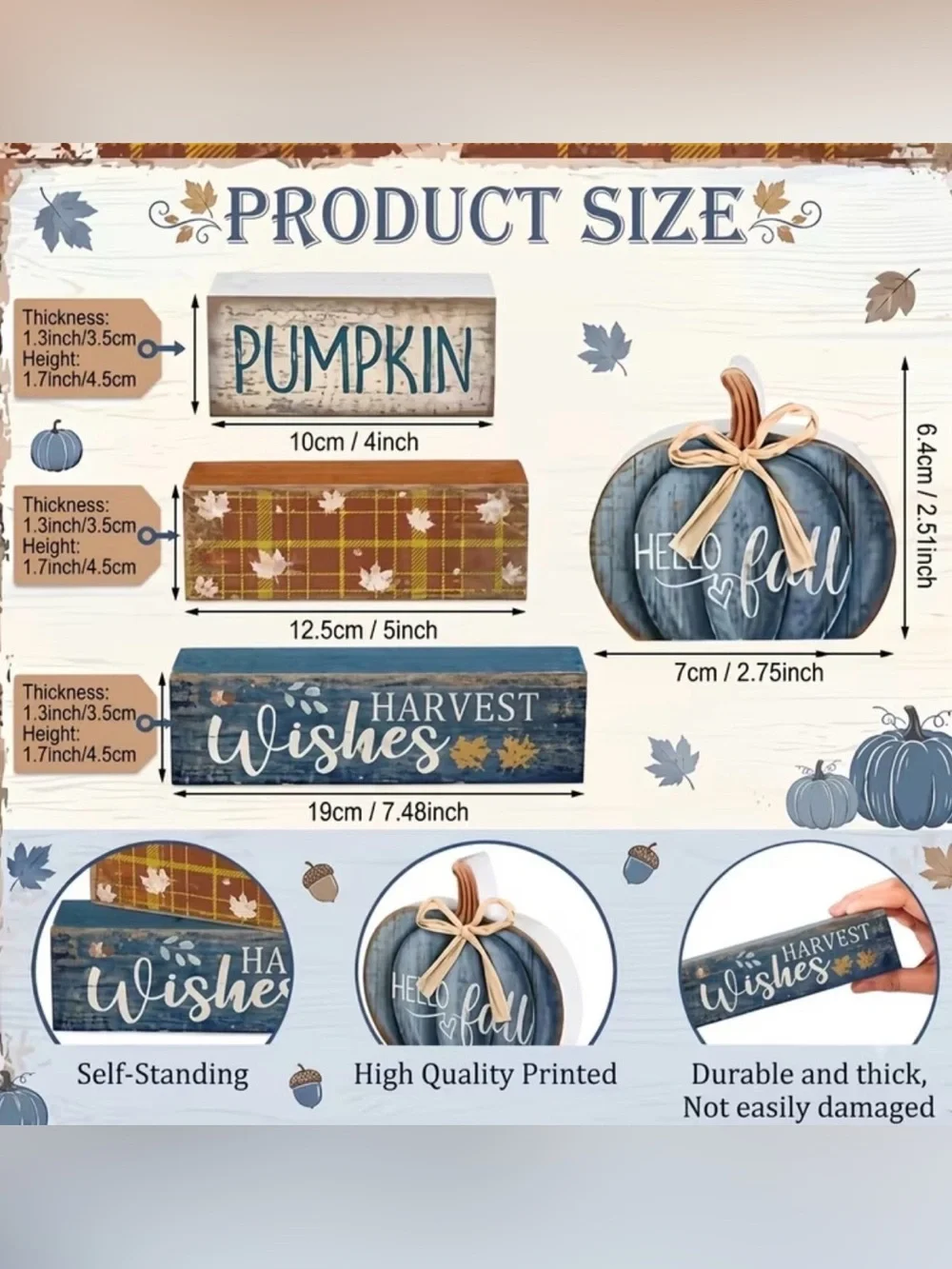 *BUY NOW* Stacked Wooden Fall Pumpkin Sign - 4 Pc Set